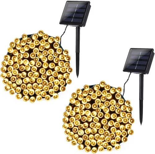 Vista 13 de Joomer Luces solares de Navidad para exteriores, paquete de 2 unidades en total de 144 pies, 400 LED, 8 modos, impermeables, luces solares de Blanco