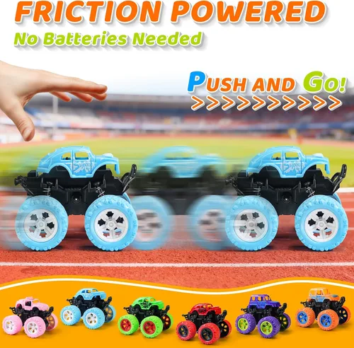 Vista 2 de Beestech Camión monstruo de juguete para niños y niñas de 3, 4, 5, 6, 7, 8 años de edad, camión monstruo accionado por fricción para fiestas