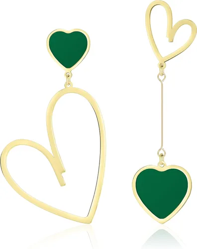 Vista 26 de Linawe Mismatched Heart Dangle Earrings for Women Trendy