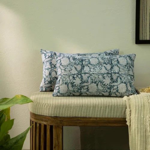 Vista 10 de Juego de 2 fundas de almohada decorativas de algodón indio vintage con estampado a mano (marrón ladrillo, 18 x 18 pulgadas (paquete de 2))