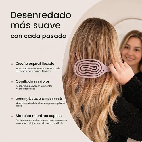 Vista 3 de AIMIKE Cepillo de pelo flexible en espiral para cabello fino, desenredante 2-Púrpura