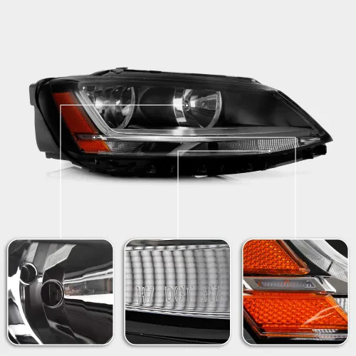 Vista 4 de ACANII - Para [modelo halógeno] 2017-2018 Volkswagen Jetta con LED DRL faro delantero reemplazo lado pasajero