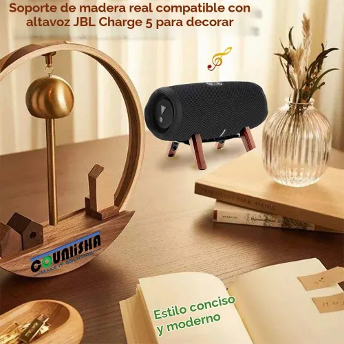 Vista 7 de Soporte de madera real compatible con altavoz JBL Charge 6, Charge 5