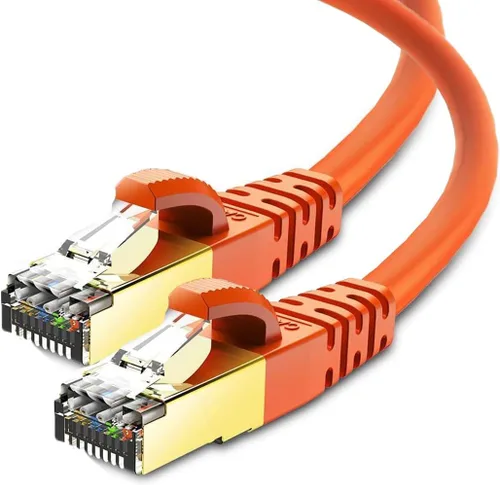 Vista 10 de KASIMO Cable Ethernet Cat 8 de 5 pies, cable LAN de red Cat8 de alta velocidad de 40 Gbps con conector RJ45 chapado en oro cable blindado SFTP