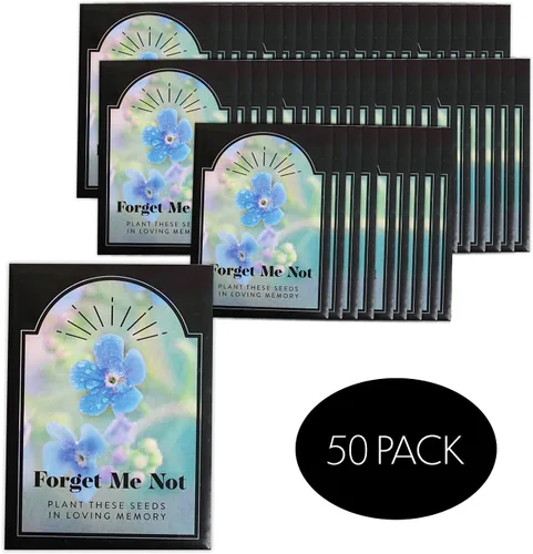 Vista 2 de 50 paquetes de semillas conmemorativas de Funeral Favors Forget Me Not - 50 paquetes de semillas individuales - Celebración de la vida - Recuerdos