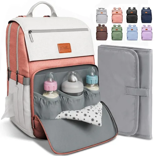Vista 15 de PILLANI - Mochila grande para llevar pañales de bebé, para viajar, cambiador incluido, producto esencial para recién nacidos, artículos para mamá