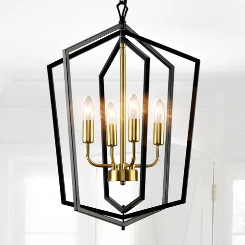 Vista 15 de WJShome Lámpara Colgante de Linterna de 12 Luces, Candelabros de Vestíbulo para Techos Altos, para Entrada, Vestíbulo, Isla de Cocina, Comedor, Sala
