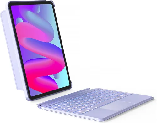 Vista 8 de Inateck Funda para iPad de 11ª/10ª generación con teclado, funda de teclado desmontable con retroiluminación de 7 colores y panel táctil para iPad