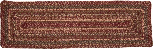 Vista 4 de VHC Brands Molino de sidra Primitive Yute Rojo Rayas Escalera Rectángulo de Látex Respaldo 8.5"x27