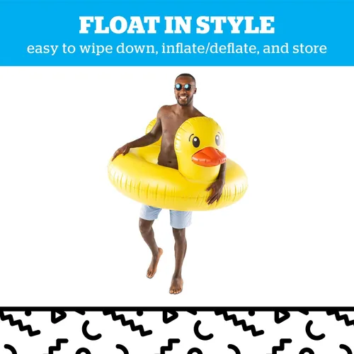 Vista 4 de BigMouth Inc. Flotador gigante de pato para piscina, más de 4 pies de ancho, tubo flotante inflable, anillo de natación, juguete acuático