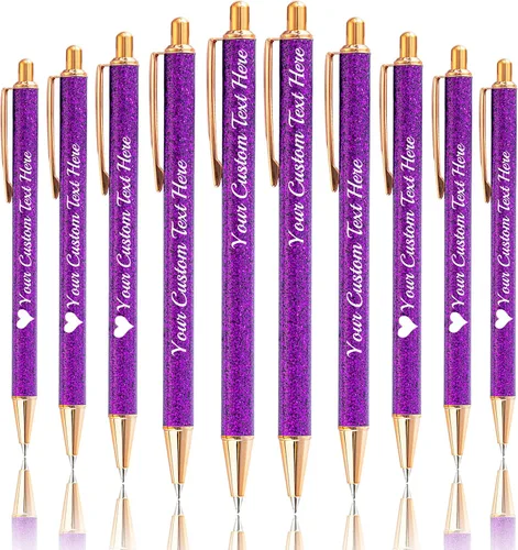 Vista 20 de Bolígrafos de purpurina personalizados con nombre impreso, bolígrafo personalizado con barril de metal, retráctil, bonito y elegante, regalos