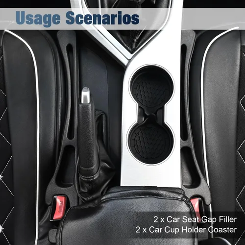 Vista 9 de YEZriler Relleno de espacio para asiento de automóvil con portavasos posavasos para automóvil, organizador de costuras laterales sin caída