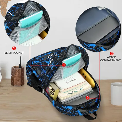 Vista 5 de Mochila escolar para niños con fiambrera para niñas, bolsa de libros, mochila escolar preescolar, jardín de infantes, mochila para niños pequeños