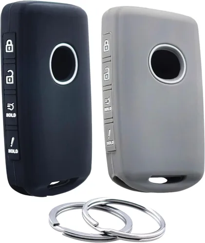 Vista 10 de 2 piezas 4 botones Funda de llave inteligente de silicona Compatible con 2023 2022 2021 2020 2019 Mazda 3 6 CX-30 CX-5 CX-9 CX-50 (Negro)