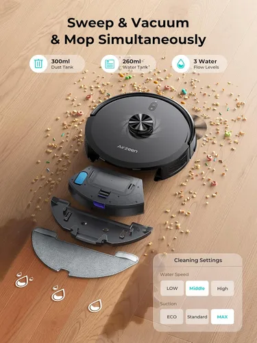Vista 5 de Robot aspirador y trapeador, robot aspirador mejorado sin bolsa con vaciado automático, aspiradora robótica de 6000 Pa con navegación LiDAR, mapeo