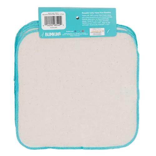 Vista 5 de Bumkins Toallitas reutilizables de franela para bebé, 12 unidades, naturales