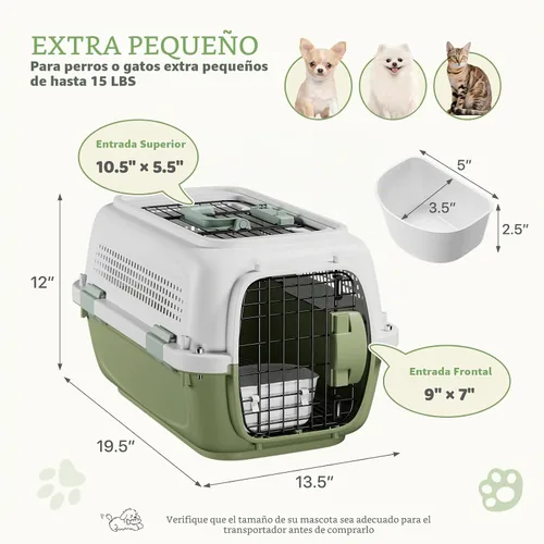 Vista 2 de Magshion - Transportador para perros y gatos de 18 pulgadas, color verde Blanco+verde