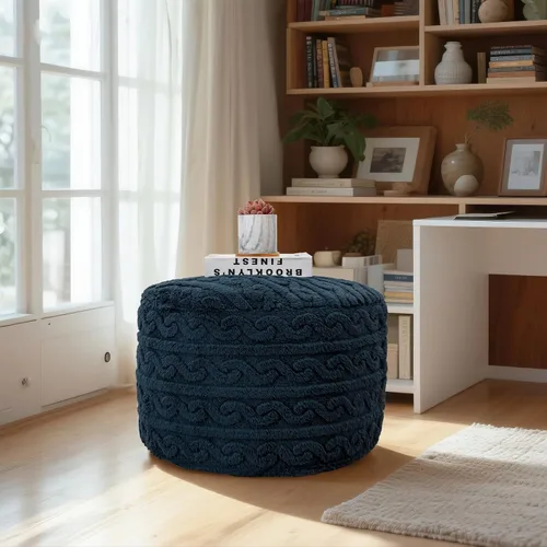Vista 16 de Asuprui Puf otomano para el suelo, reposapiés otomano, sin relleno, 20 x 20 x 12 pulgadas, asiento redondo, puf, silla plegable, almacenamiento