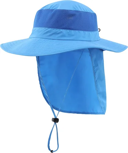 Vista 13 de Home Prefer Sombrero de sol UPF50+ de malla para exteriores, de ala ancha, con solapa para el cuello, sombrero de pesca para hombres y mujeres Verde
