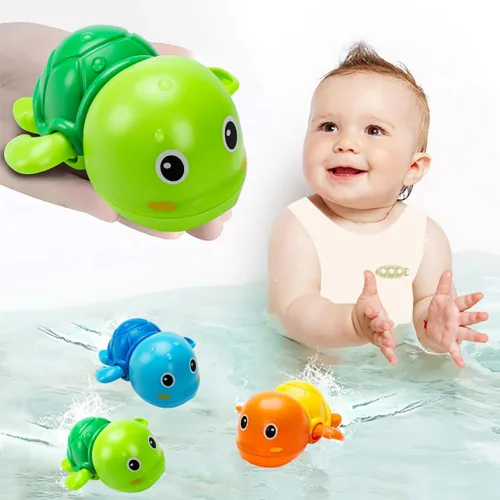 Vista 9 de Juguetes de baño para niños de 1 a 3 años de edad, regalos para niños, juguetes de tortuga nadadora para el baño, juguetes flotantes y de cuerda