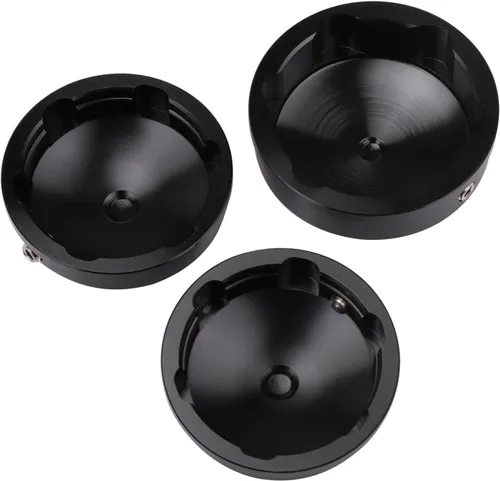 Vista 4 de 3 piezas CNC aluminio superior horquilla tuerca tapas para Harley Dyna Softail Sportster, negro