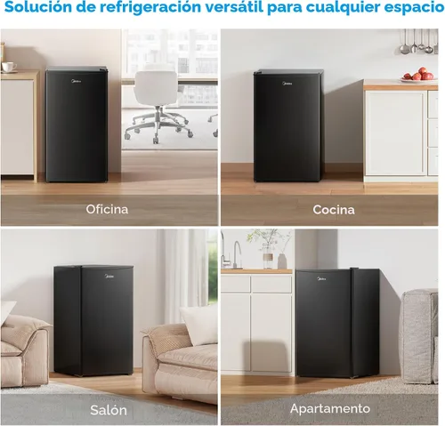 Vista 9 de Midea MERM33S1ABB - Mini refrigerador compacto de 3.3 pies cúbicos con luz interna, termostato ajustable, puerta reversible, bajo nivel de ruido
