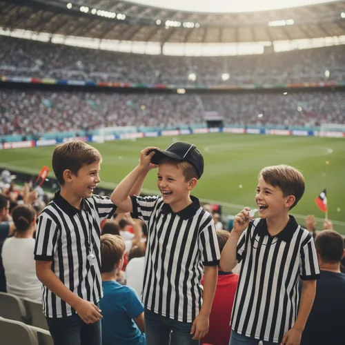 Vista 6 de Conjunto de disfraz de árbitro de Halloween para niños, camiseta de árbitro de rayas blancas y negras, camisa de árbitro con cuello volcado, silbato