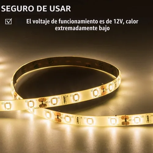 Vista 2 de Unidades de tiras de luz LED a prueba de agua, SMD 2835 LEDs 12V, Tiras de luz de cinta LED de 12V Blanco cálido (9.8 ft)