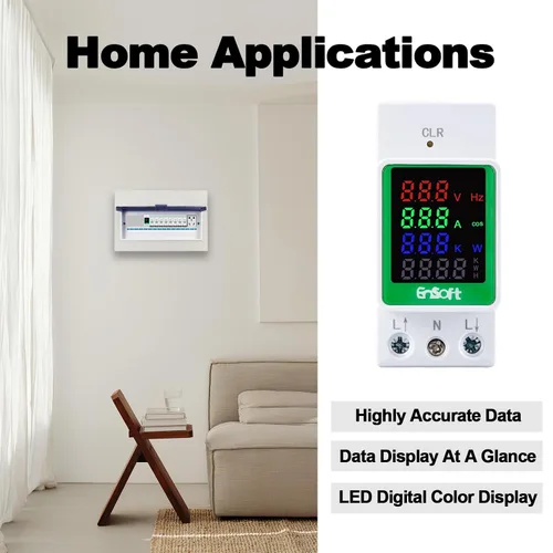 Vista 6 de Medidor de Energía Digital CA, 80-270V 100A Amperímetro Voltímetro Amperímetro Probador de Voltaje Amperios Vatios Kwh Factor de Potencia Medidor
