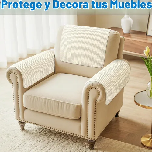 Vista 2 de Fundas para brazos de sofá, fundas impermeables para reposabrazos de sofá, sillón, sofá biplaza, funda para reposacabezas, funda antideslizante