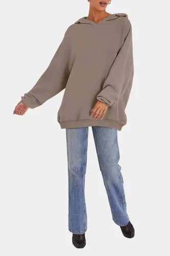 Vista 4 de EFAN Sudaderas de gran tamaño con capucha de forro polar para mujer estilo casual manga larga holgada ligera para otoño e invierno