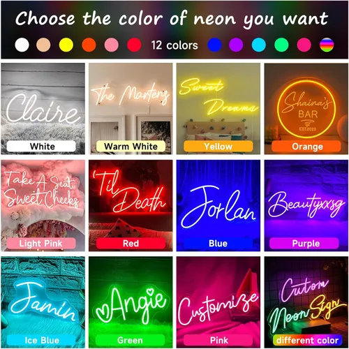 Vista 4 de Letrero de neón personalizado para decoración de pared, letrero de neón personalizable con nombre de neón LED, decoración de dormitorio, letrero