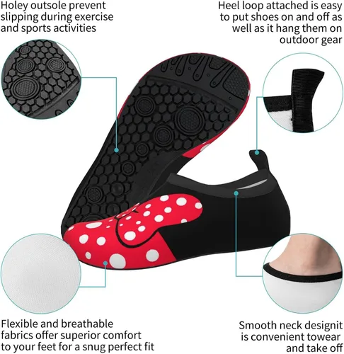 Vista 7 de Fashion Kawaii Red Bow Polka Dot Water Shoes for Boys and Girls, Kid Quick Dry Non-Slip Water Skin Barefoot Sports Shoes Aqua Socks for Beach Swim