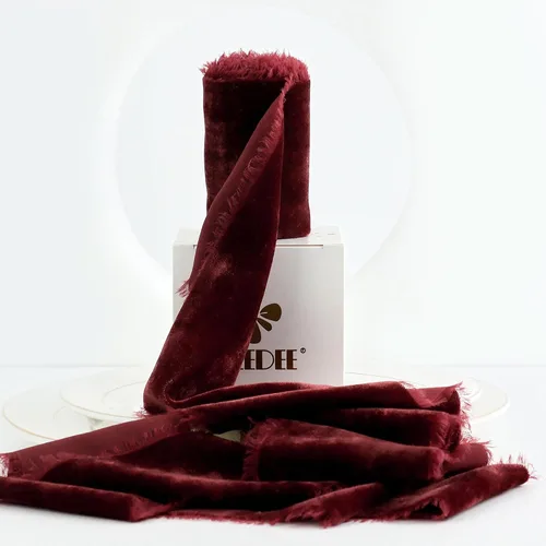 Vista 16 de MEEDEE Cinta de Terciopelo Beige de 3 Pulgadas Cintas con Flecos Beige Cintas de Terciopelo de Seda con Borde Crudo para Coronas, Ramo de Flores