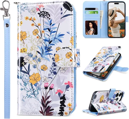 Vista 39 de ULAK Compatible con iPhone 14 Funda Cartera para Mujeres, Cubierta Plegable de Cuero PU Premium con Portador de Tarjetas, Función de Soporte Funda