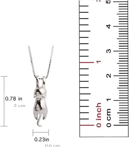 Vista 5 de S.Leaf, Collar colgante de gato en plata esterlina sólida 925 mate