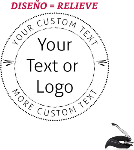 Vista 3 de Sello en relieve con logotipo personalizado, sello de su propio diseño personalizado 1 x 5/8
