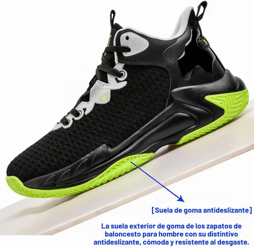 Vista 5 de Beita - Tenis de baloncesto para hombre, con parte superior alta, transpirables, antideslizantes Negro/Verde