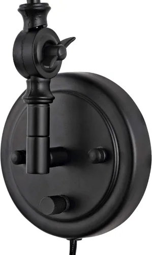 Vista 9 de WINGBO - Juego de 2 apliques de pared con brazo oscilante estilo granja, lámpara de pared industrial ajustable para sala de estar, dormitorio