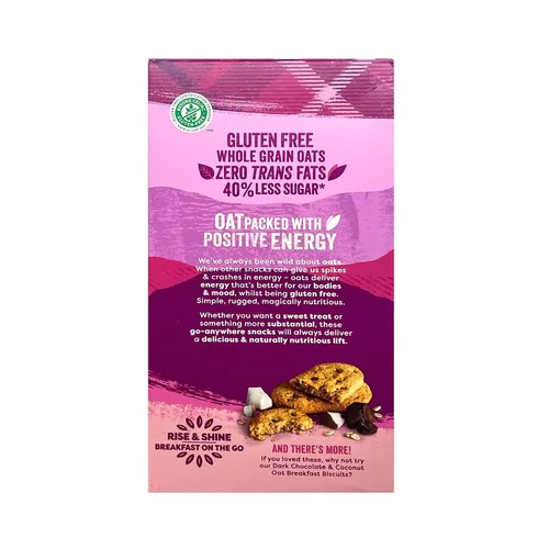 Vista 3 de Nairn's Galletas de desayuno de arándanos y frambuesas sin gluten, 5.64 onzas, aperitivo perfecto para llevar, saludable, sabroso, alto en fibra