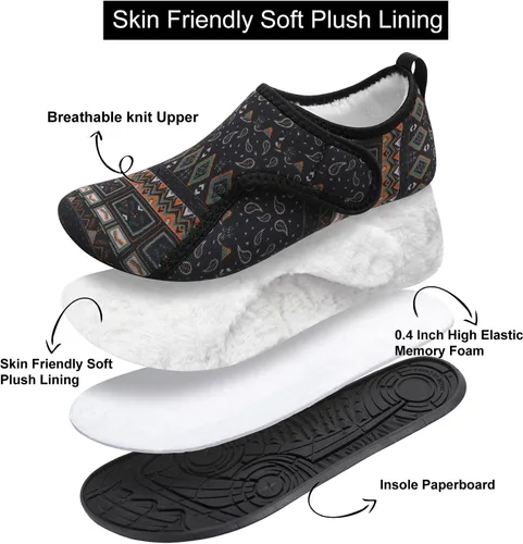 Vista 4 de L-RUN - Pantuflas de casa para mujeres y hombres, para interiores y exteriores, zapatos para el hogar, pantuflas cálidas y antideslizantes
