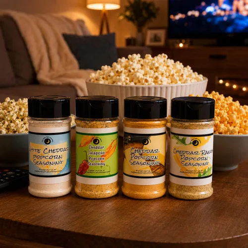 Vista 7 de Premium Paquete de 4 condimentos para palomitas Sabores variados de Cheddar