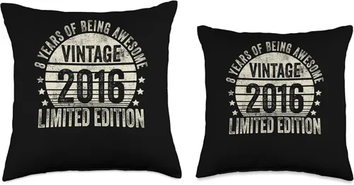 Vista 3 de Retro 8th Birthday Gifts Girls Boys Throw Pillow