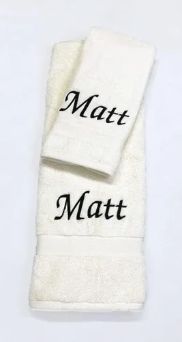 Vista 8 de Liberty21 Juego de toallas de baño y manos personalizadas con monogramas. Toallas bordadas personalizadas. El juego incluye 1 toalla de baño y 1
