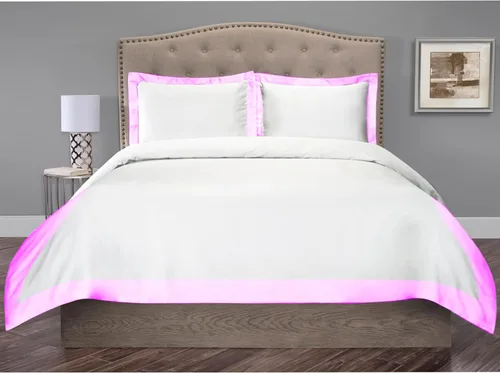 Vista 21 de Hotel Luxury - Juego de funda de edredón de 3 piezas de doble tono, 850 hilos, 100% algodón orgánico, colección de ropa de cama de alta calidad