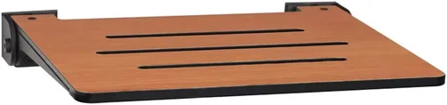 Vista 10 de Seachrome Asiento de ducha plegable Silhouette Slimline de 18 pulgadas, para montaje en pared, asiento rústico de teca con marco plateado
