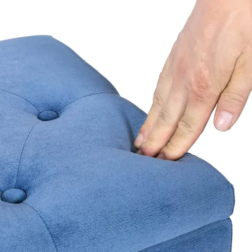 Vista 6 de Homebeez Mesa de centro otomana rectangular contemporánea de 19.7 pulgadas con patas de metal dorado, color azul