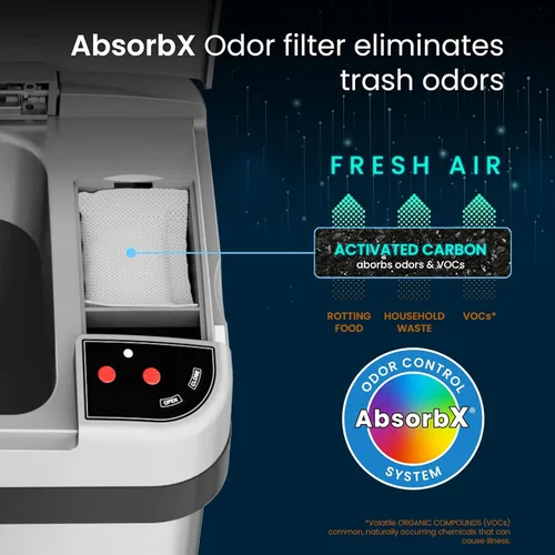 Vista 3 de iTouchless Cubo de basura de 4 galones con filtro de olor AbsorbX y fragancia de limón, contenedor de basura automático sin contacto, perfecto