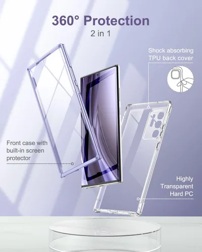 Vista 3 de SURITCH Funda transparente para Samsung Galaxy Note 20 Ultra (solo 6.9 pulgadas), [protector de pantalla integrado], protección de cuerpo completo