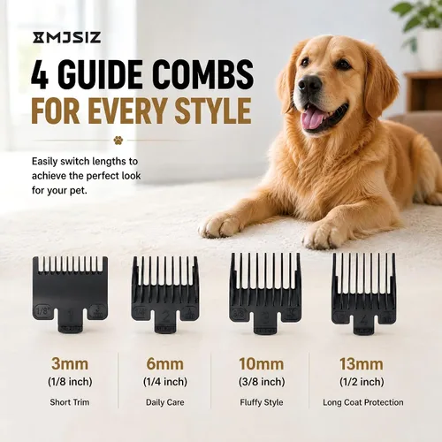 Vista 4 de Kit de aseo para perros, gatos, mascotas, cortapelos inalámbricos Negro dorado